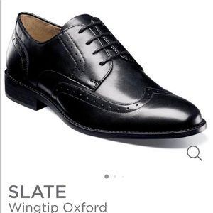 Men’s Black Wingtip Oxford Leather Shoes NWT